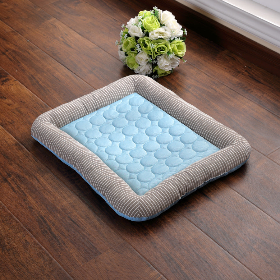 Chill Pad cooling dog bed on hardwood floor