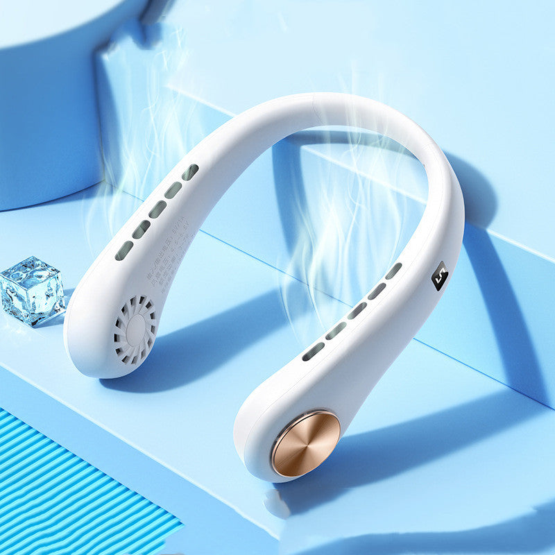Breeze Band white neck fan with cool airflow